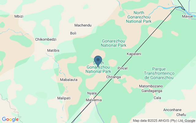 Kaart met locatie Gonarezhou National Park